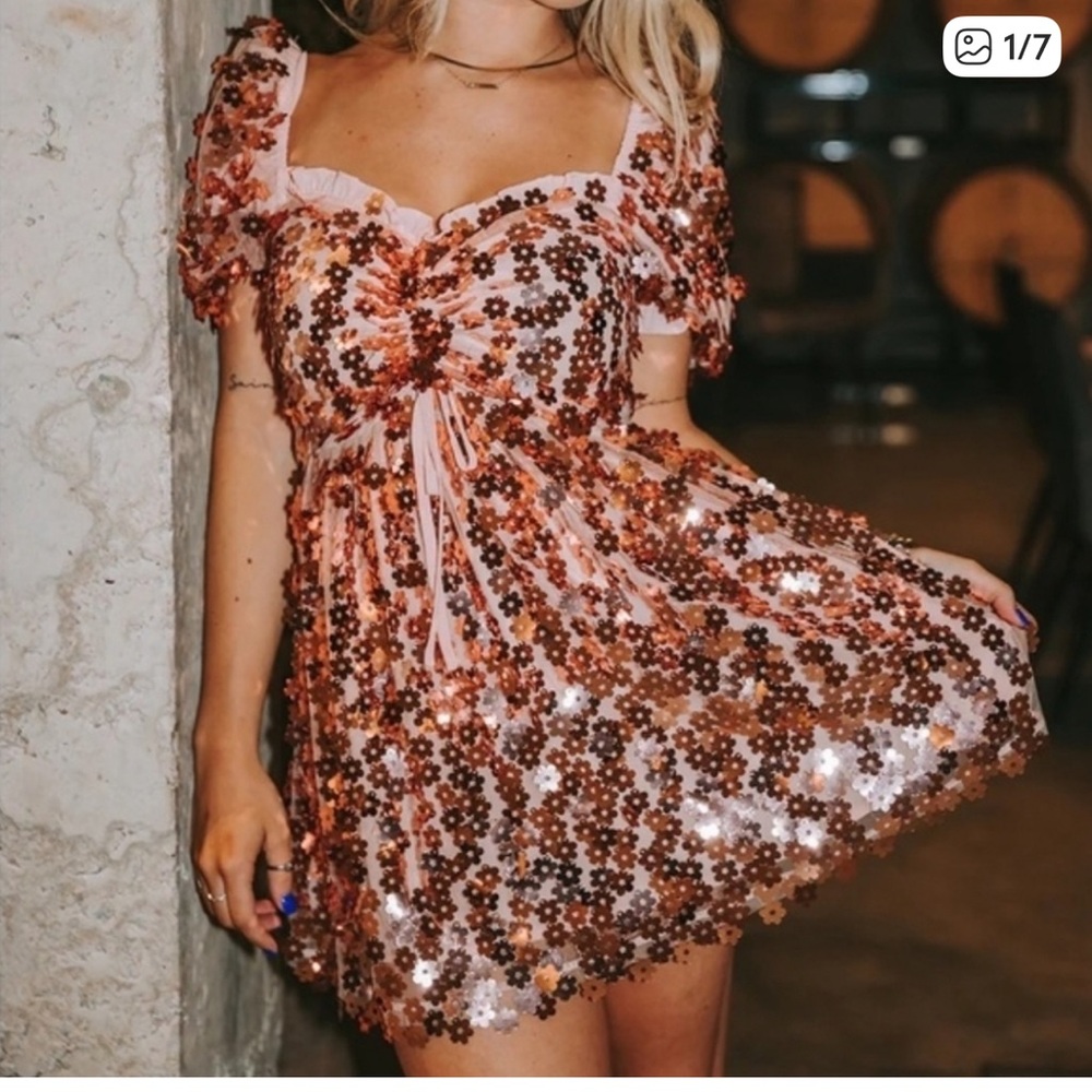 Buddy Love Pink and Copper Sequin Mini Dress